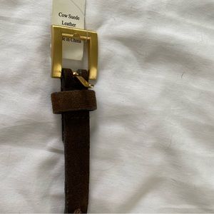 Gap leather and brass chain link belt nwt